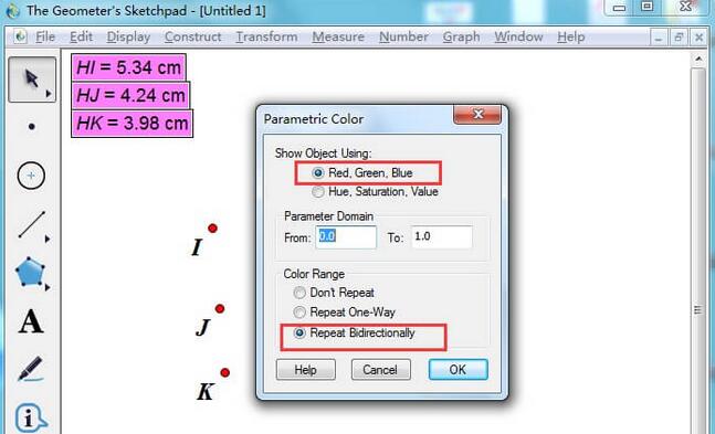 几何画板使用三个参数设置图形颜色的操作方法截图