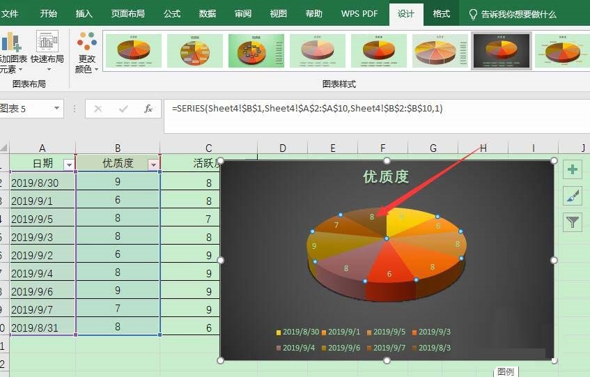 Excel表格中数据转成三维立体饼图的具体操作截图