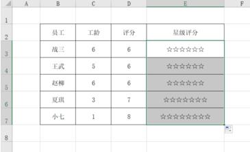 Excel制作星级评分的操作方法截图