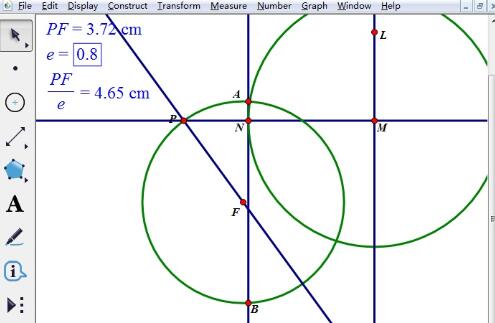 几何画板使用椭圆第二定义绘制椭圆的操作方法截图