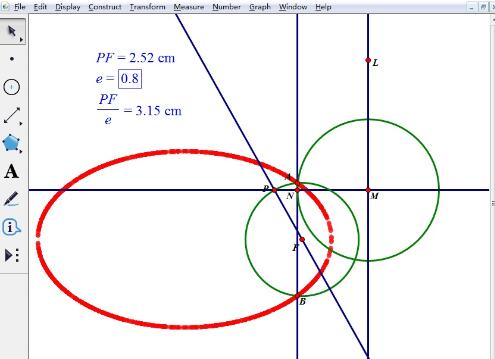几何画板使用椭圆第二定义绘制椭圆的操作方法截图
