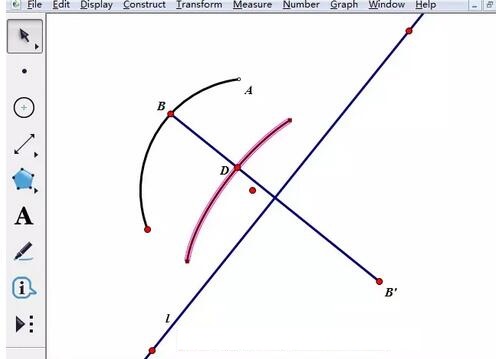 借助几何画板作圆弧沿直线翻折动画的图文方法截图