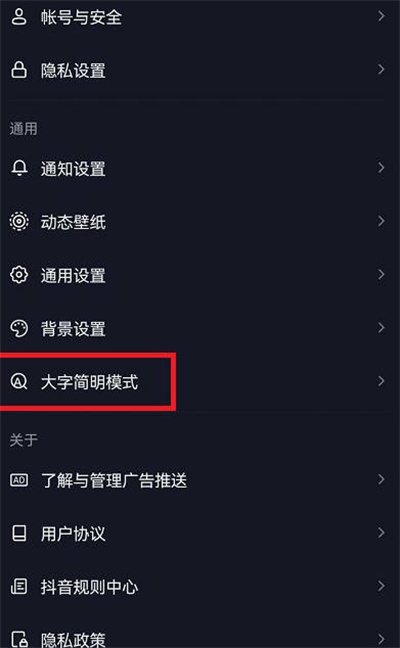 抖音如何打开大字简明模式