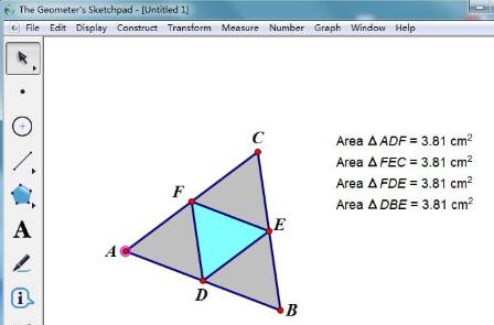 几何画板把三角形分成面积相等的四部分的操作步骤截图