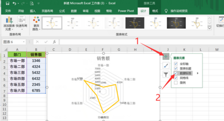 Excel中做出雷达图的方法截图