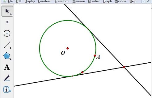 几何画板使用自定义工具过圆外一点做切线的操作方法截图