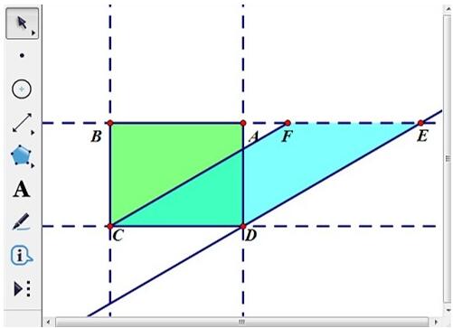 几何画板验证同底等高平行四边形面积相等的操作步骤截图