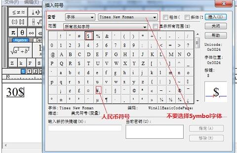 MathType输入美元符号的操作方法截图