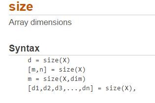 Matlab中size函数使用操作内容截图