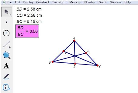 几何画板作三角形的中线的操作流程截图