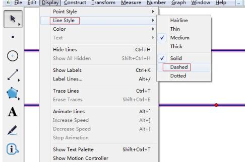 几何画板构造平行的虚线的简单方法截图