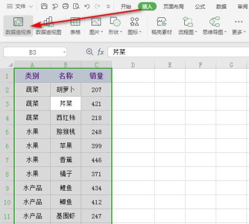 wps excel里怎样按照类别拆分数据 wps excel按照类别拆分数据教程截图