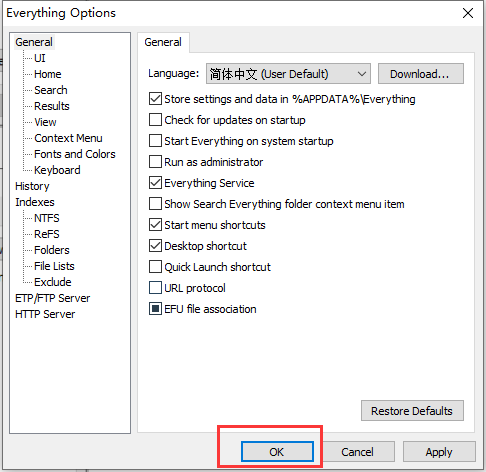 everything怎样设置中文界面?everything设置中文界面步骤截图