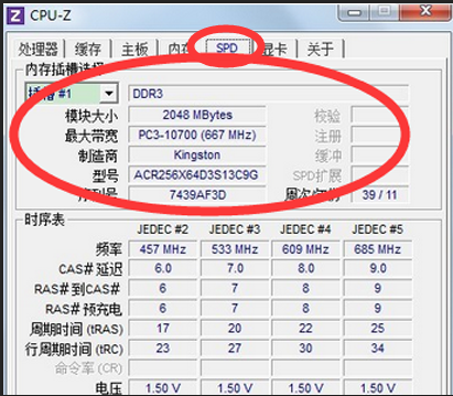 cpu-z如何看内存条频率?cpu-z看内存条型号内存频率方法截图