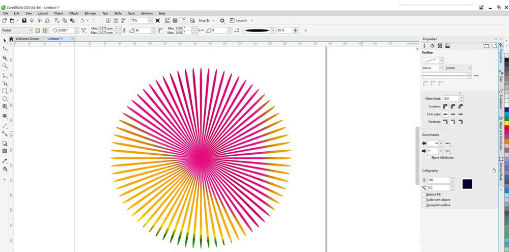 cdr彩色放射图形如何绘制？cdr彩色放射图形绘制方法截图