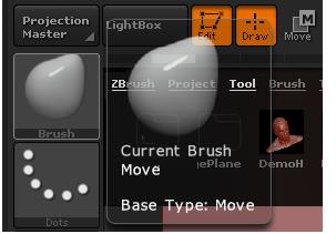 zbrush的移动工具怎么用