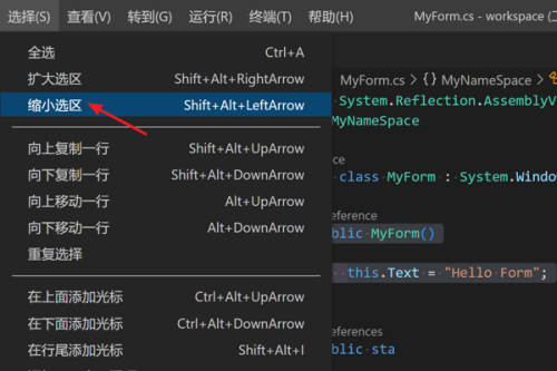 Vscode怎么快速缩小选区？Vscode快速缩小选区教程截图