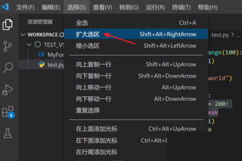 Vscode怎么快速扩大选区？Vscode快速扩大选区教程截图