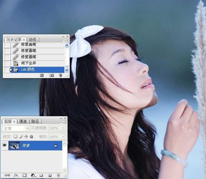 photoshop使用lab模式为偏暗的美女图片调出通透的阿宝色效果教程(7)