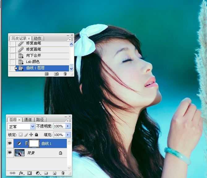 photoshop使用lab模式为偏暗的美女图片调出通透的阿宝色效果教程(10)