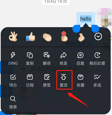 钉钉怎么置顶单条消息?钉钉置顶单条消息的方法截图