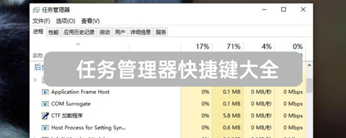 分享Win10任务管理器的快捷键有哪些（Win10打开任务管理器快捷键）