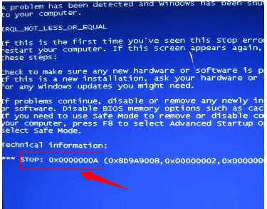 关于电脑蓝屏代码0x0000000A怎么办（电脑蓝屏代码0x0000000A）