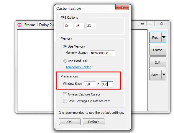 一招教你GifCam调整窗口大小的方法