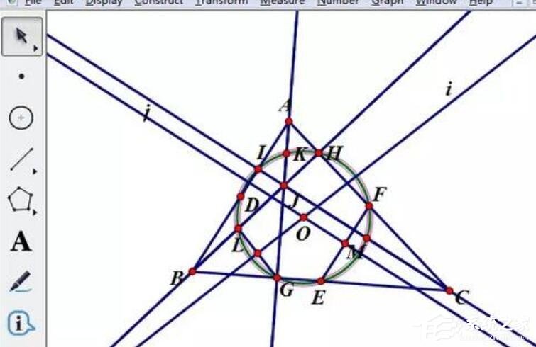 几何画板如何绘制九点圆？几何画板画九点圆的操作方法