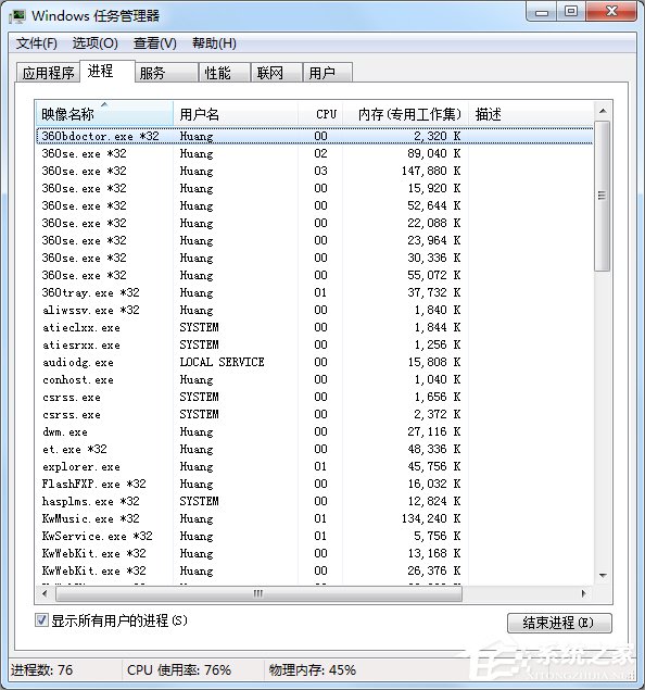 Win7如何打开任务管理器？