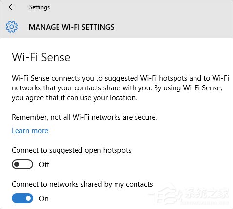 Wi-Fi Sense是什么？Win10系统下的Wi-Fi Sense安全吗？