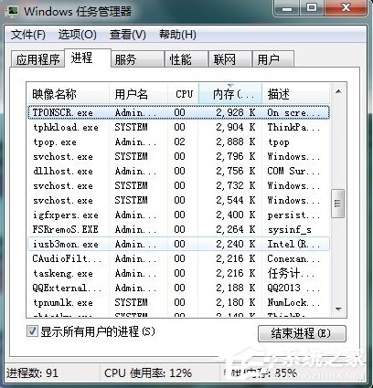 Win7任务管理器中哪些进程可以关闭？