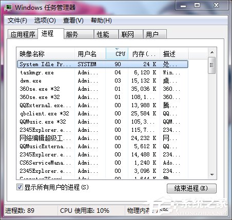 Win7打开任务管理器命令的方法