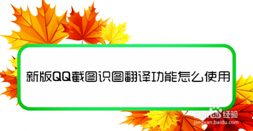 我来教你新版QQ截图识图翻译功能如何使用。