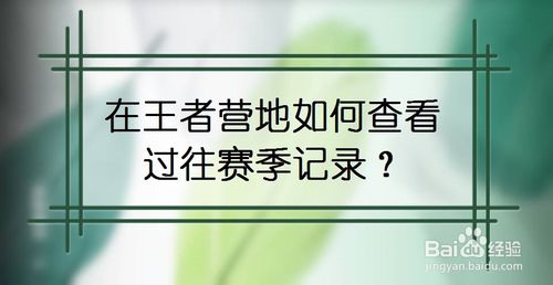 我来分享在王者营地怎么查看过往赛季记录。