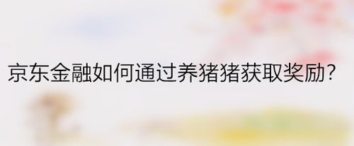 教你京东金融养猪猪怎么玩。