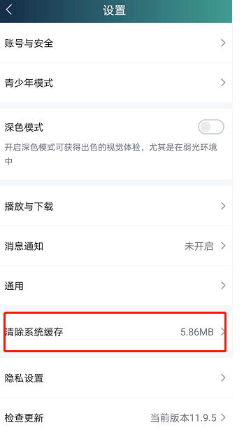 爱奇艺在哪清除系统缓存