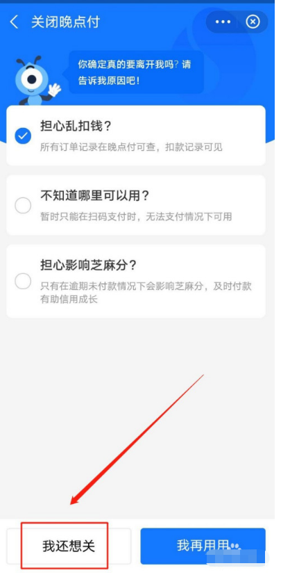 支付宝怎么关闭晚点付功能