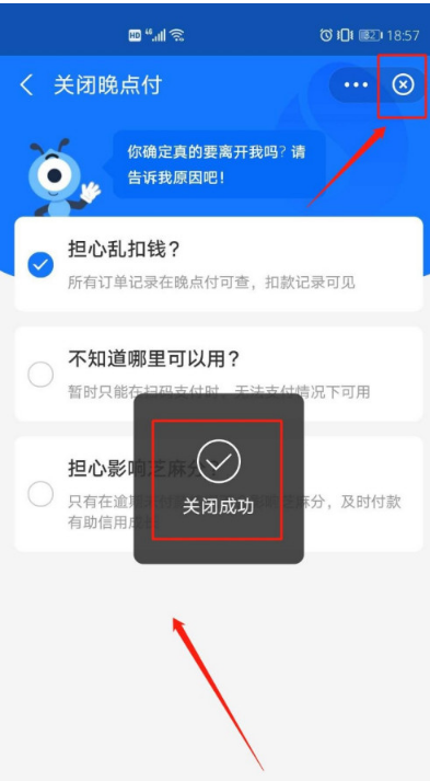 支付宝怎么关闭晚点付功能