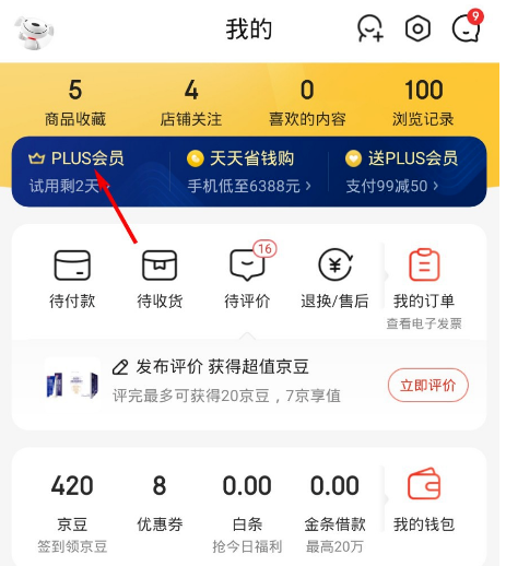 京东我的PLUS综合评分去哪看