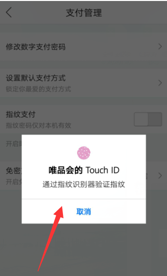 唯品会指纹支付怎么打开