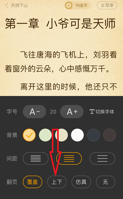 七猫小说上下翻页怎么设置